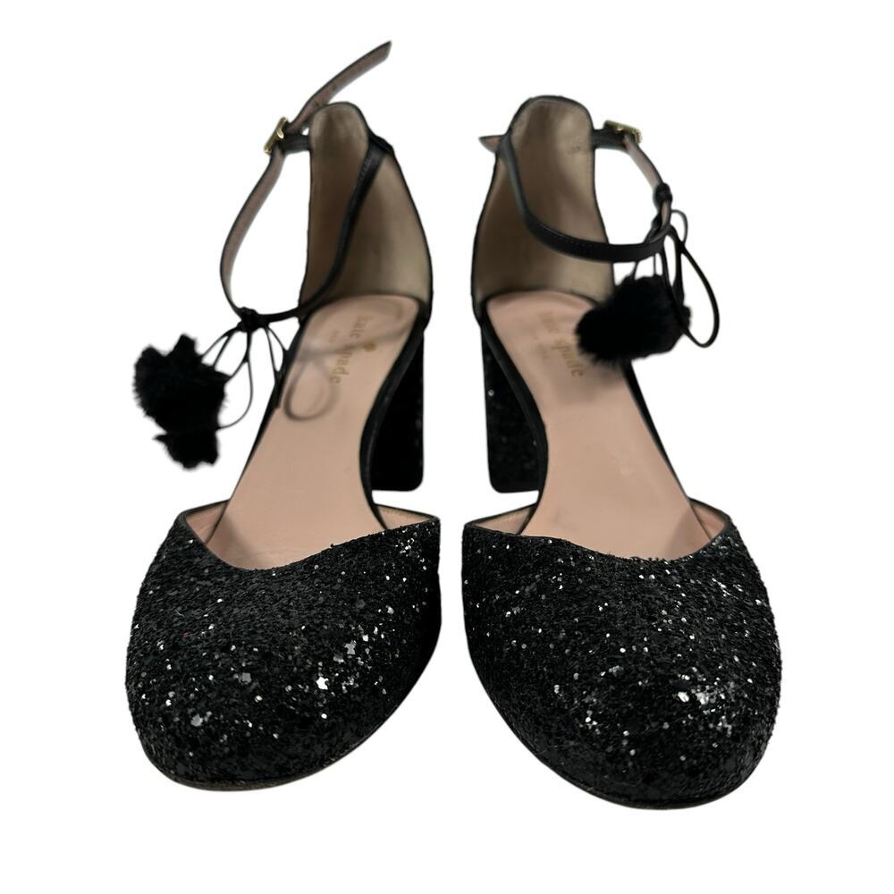Kate Spade Abigail Glitter Pumps Pom Pom Block Heel Party Shoe Wmn Sz 6.5 - Picture 14 of 16